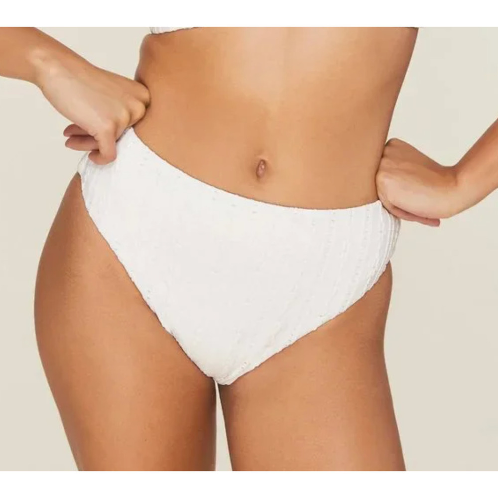 Andie Swim Size Large Coconut Eyelet 90s High Waisted Bikini Bottom NWT